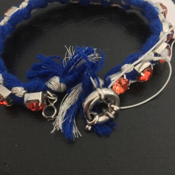 — Aqua — Red, White & Blue Knotted Ruby Bracelet  - Picture 3 of 6